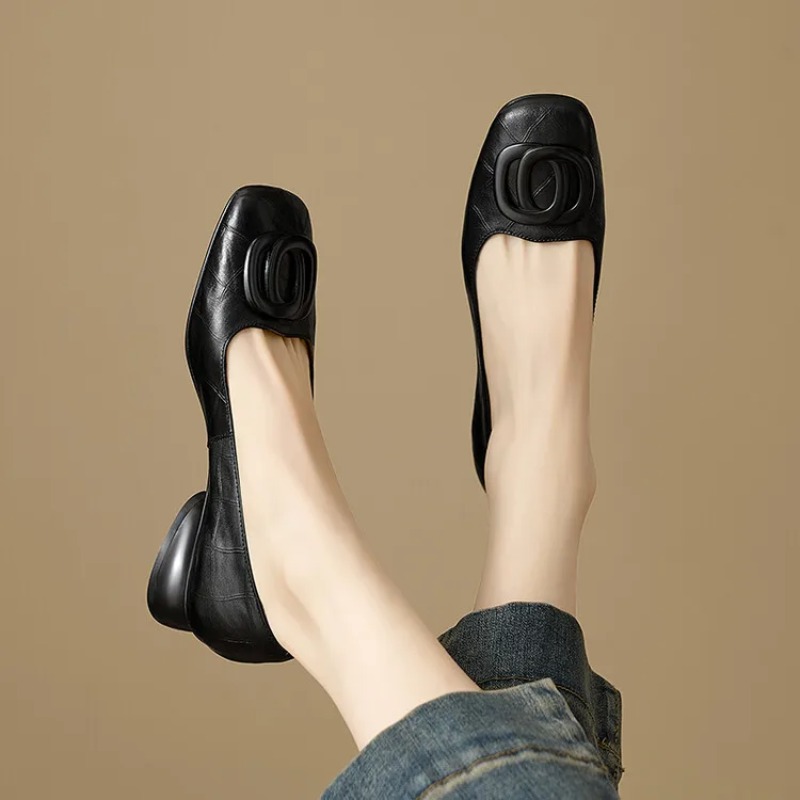 프랑스 스타일 여성 펌프스 가죽 신발 여성용 스퀘어 토 - Womens Heels 리뷰 및 가격